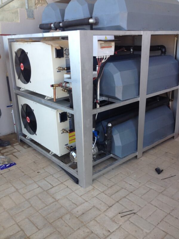 Hybrid vaccuum tube and heatpump plant